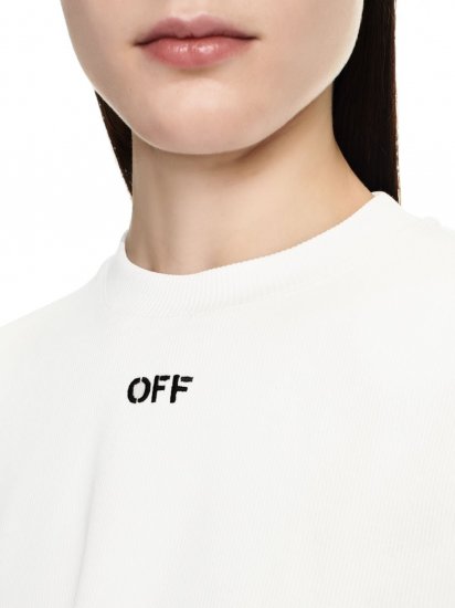 Off-White Off Stamp Rib Cropped Tee - White - Click Image to Close