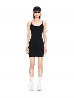 Off-White Off Stamp Rib Basic Tank Dress - Black