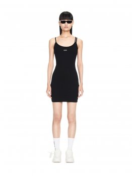 Off-White Off Stamp Rib Basic Tank Dress - Black