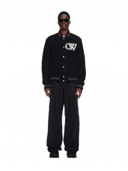 Off-White Wool Varsity Bomber - Black