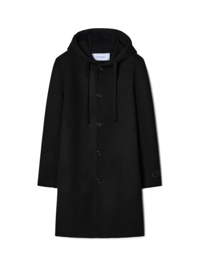 Off-White OW EMB DBL WO HOOD SLIM COAT - Black - Click Image to Close