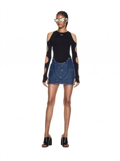 Off-White Sleek Holes Ls Top - Black - Click Image to Close