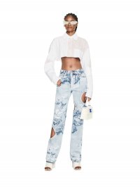 Off-White Motorcycle Popel Crop Shirt on Sale - White