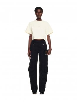 Off-White Small Arrow Pearls Crop Tee on Sale - Neutrals