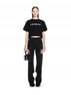 Off-White Big Logo Bookish Crop Tee - Black