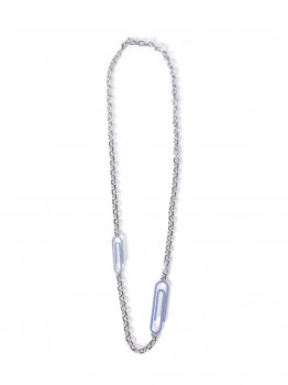 Off-White PAPERCLIP PAVE' NECKLACE SILVER LIGHT BL - Silver