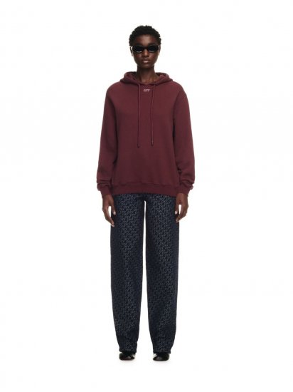 Off-White Embr Stitch Arrow Reg Hoodie on Sale - Red - Click Image to Close
