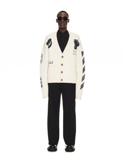 Off-White MOON VARS KNIT CARDIGAN on Sale - White - Click Image to Close